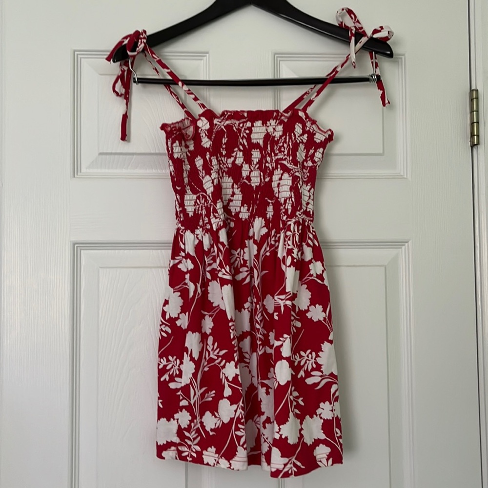 Red and White Floral Blouse